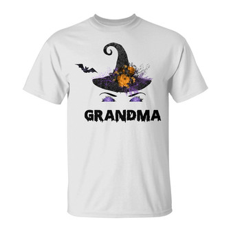 Personalized Fall Grandma Halloween Witch Face T Shirt - Thegiftio UK