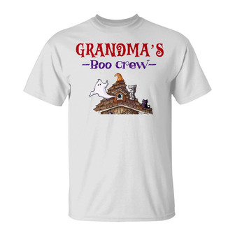 Personalized Fall Halloween Grandma Boo Crew T Shirt - Thegiftio UK