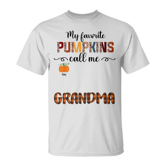 Personalized Fall Halloween Grandma Favorite Pumpkins T Shirt - Thegiftio UK