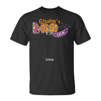 Personalized Fall Halloween Mom Grandma Boo Crew T Shirt - Thegiftio UK