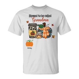 Personalized Fall Halloween Mom Grandma T Shirt - Thegiftio UK