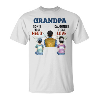 Personalized Fishing Dad Grandpa With Son Daughter T Shirt - Thegiftio UK