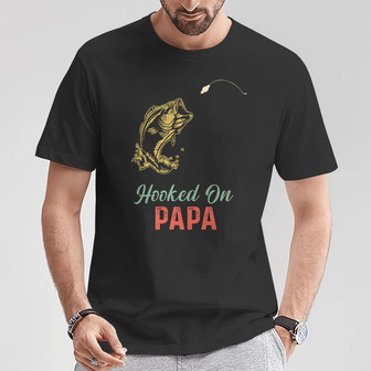 Personalized Fishing Hooked On Dad Grandpa T Shirt - Thegiftio UK