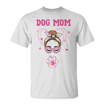 Personalized Floral Paw Dog Mom Grandma T Shirt - Thegiftio UK