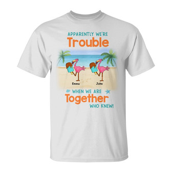 Personalized Friends Flamingos On Beach T Shirt - Thegiftio UK