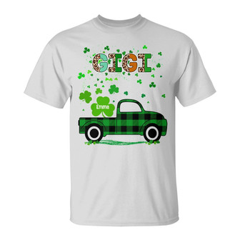 Personalized Grandma Patrick's Day Gifts, Buffalo Plaid Truck T Shirt - Thegiftio UK