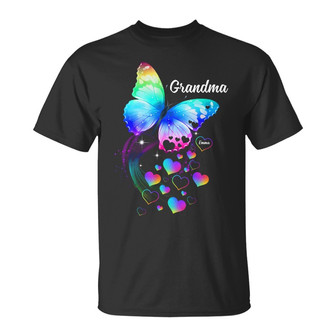 Personalized Grandma Rainbow Butterfly T Shirt - Thegiftio UK