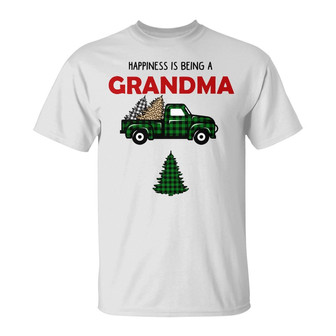 Personalized Grandma Red Truck Christmas Tree T Shirt - Thegiftio UK