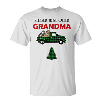 Personalized Grandma Red Truck Christmas Tree T Shirt - Thegiftio UK