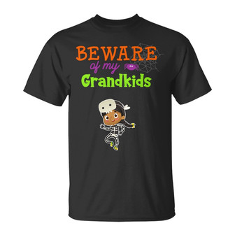 Personalized Halloween Beware Of Grandkids T Shirt - Thegiftio UK