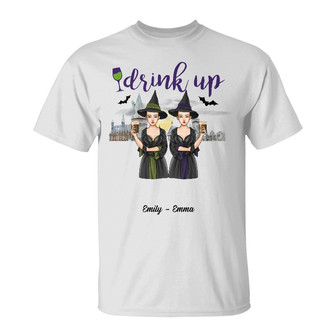 Personalized Halloween Fall Witch Drink Up T Shirt - Thegiftio UK