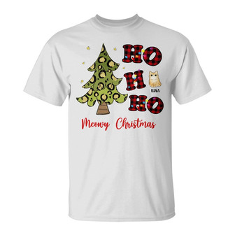 Personalized Ho Ho Ho Cat Christmas T Shirt - Thegiftio UK
