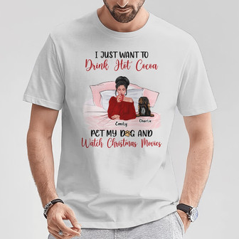 Personalized I Just Want To Pet My Dog Christmas T Shirt - Thegiftio UK