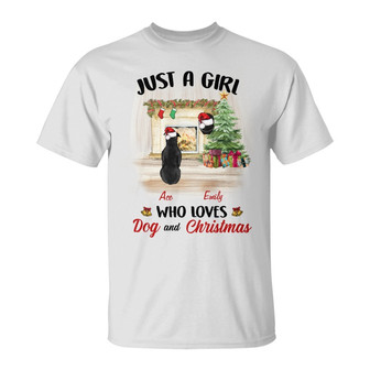 Personalized Just A Girl Who Loves Dogs and Christmas T Shirt - Thegiftio UK