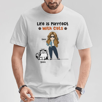 Personalized Life Is Purrfect With Cat Mom T Shirt - Thegiftio UK