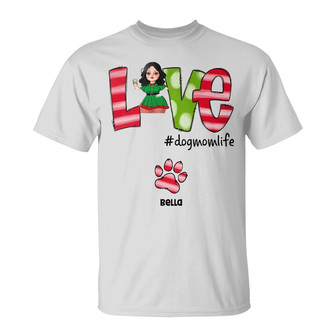 Personalized Love Dog Mom Christmas T Shirt - Thegiftio UK