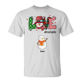 Personalized Mom Grandma Christmas Snowman T Shirt - Thegiftio UK