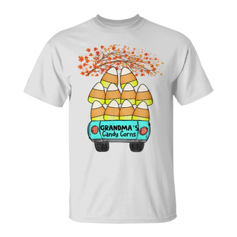 Personalized Mom Grandma Fall Halloween Candy Corn T Shirt - Thegiftio UK