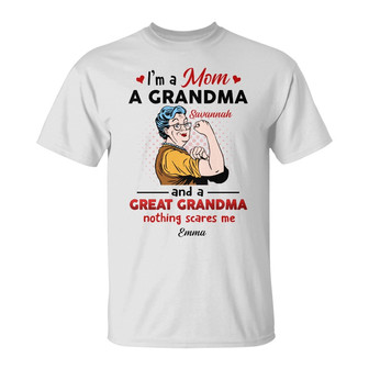 Personalized Mom Grandma Nothing Scares Me T Shirt - Thegiftio UK