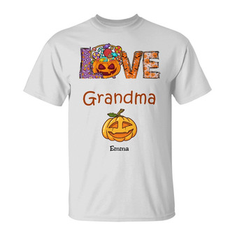 Personalized Mom Grandma Pumpkins Fall Halloween T Shirt - Thegiftio UK