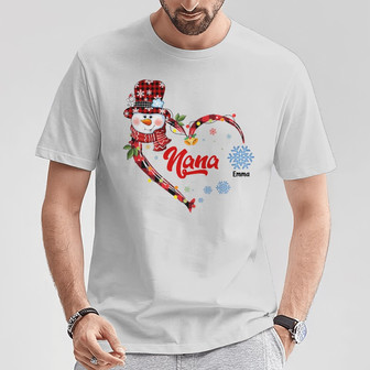 Personalized Mom Grandma Snowman Christmas T Shirt - Thegiftio UK