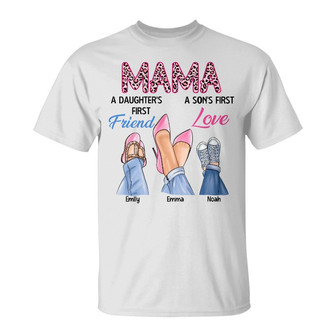 Personalized Mom Loves Daughter Son T Shirt - Thegiftio UK