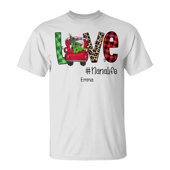 Personalized Nana Grandma Red Truck Christmas T Shirt - Thegiftio UK