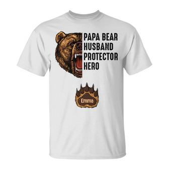 Personalized Papa Dad Grandpa Bear T Shirt - Thegiftio UK