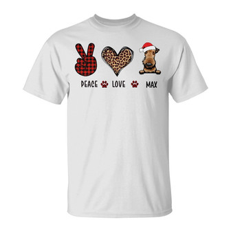Personalized Peace Love Dog Christmas T Shirt - Thegiftio UK