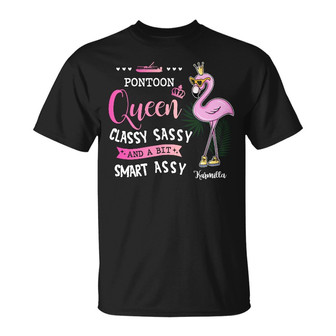 Personalized Pontoon Queen Flamingo T Shirt - Thegiftio UK