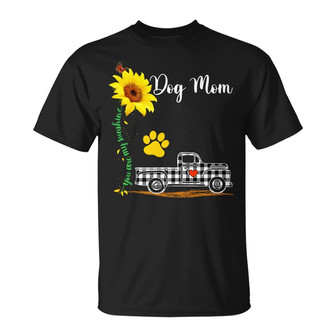 Personalized Sunflower Paw Dog Mom Grandma T Shirt - Thegiftio UK