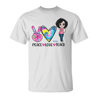 Personalized Teacher Back To School Peace Love T Shirt - Thegiftio UK