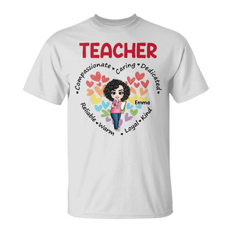 Personalized Teacher Compassionate Caring T Shirt - Thegiftio UK