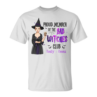 Personalized Witch Friends Sisters Fall Halloween T Shirt - Thegiftio UK