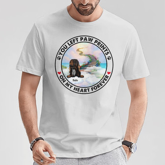 Personalized You Left Paw Prints on My Heart Dog Memorial T Shirt - Thegiftio UK