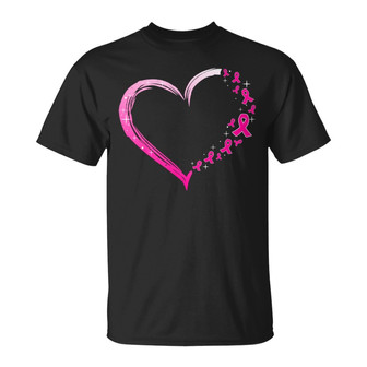 Pink Ribbon Heart Personalized T-Shirt - Gift for Her - Thegiftio UK