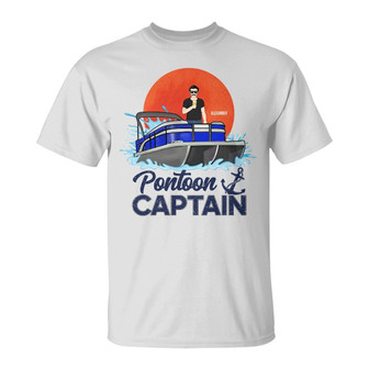 Pontoon Captain Family Retro Sun Custom T-Shirt - Gift - Thegiftio UK