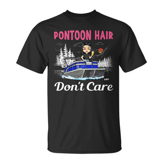 Pontoon Queen Captain Pontoon Hair Don't Care Custom T-Shirt - Thegiftio UK