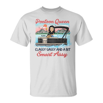 Pontoon Queen Classy Sassy Custom T-Shirt - Gift for Women - Thegiftio UK
