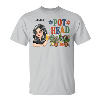Pot Head Gardening Personalized T-Shirt - Gift for Her - Thegiftio UK