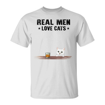 Real Men Love Cats Old Man Custom T-Shirt - Cat Lovers Gift - Thegiftio UK