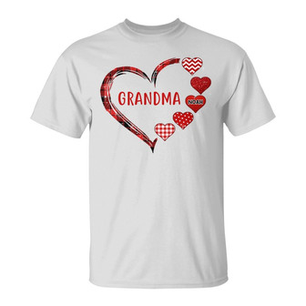 Red Patterned Heart Mom Grandma Custom T-Shirt - For Mom - Thegiftio UK