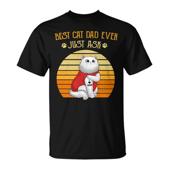 Retro Best Cat Dad Ever Just Ask Custom T-Shirt - Thegiftio UK