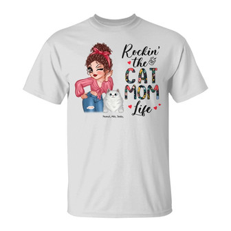Rockin' The Cat Mom Life Custom T-Shirt - Cat Lovers Gift - Thegiftio UK