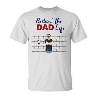 Rockin' The Father Life Custom T-Shirt - Gift for Grandpa - Thegiftio UK
