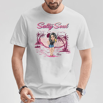 Salty Soul Summer Girl Personalized T-Shirt - Gift for Women - Thegiftio UK