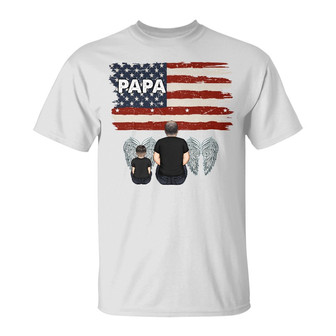 Stars & Stripes Dad Grandpa Names Custom T-Shirt - For Dad - Thegiftio UK