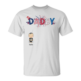 Stars And Stripes Daddy Papa Mommy Nana Custom T-Shirt - Thegiftio UK