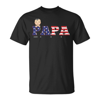 Stars And Stripes Papa Personalized T-Shirt - Birthday Gift - Thegiftio UK