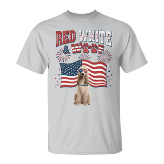 Stars And Stripes Red White Woof Custom T-Shirt - Thegiftio UK